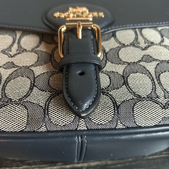 Coach Amelia Saddle Bag in Signature Jacquard Midnight Navy - Picture 5 of 6